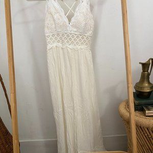 Hyfve white lacy floor length dress size large